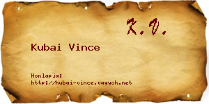Kubai Vince névjegykártya